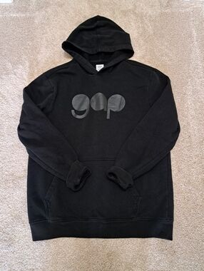 Gap Hoodie Men's Size Medium Black Casual Logo Pullover Cotton Blend